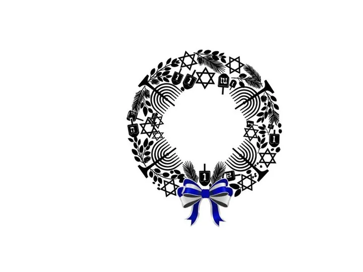 Hanukkah wreath silhouette with star of david and menorah symbols