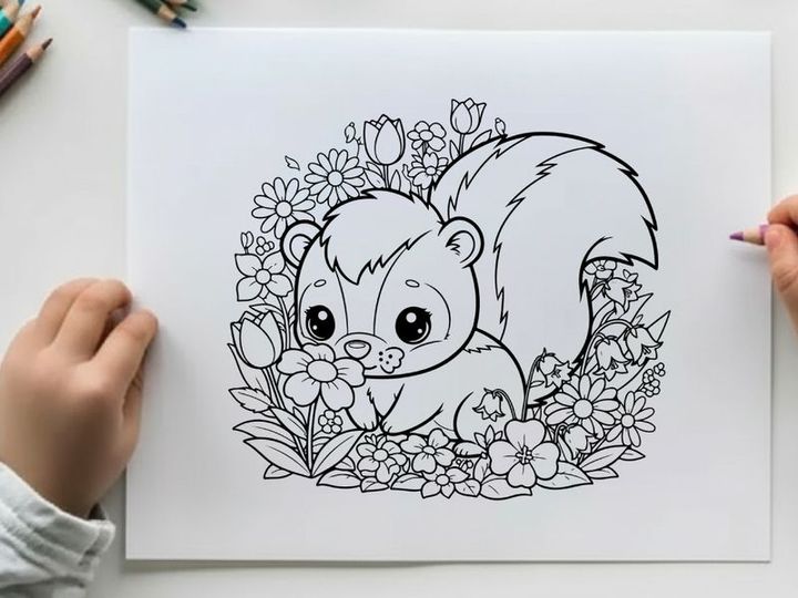 Cute bear with flowers spring nature vector illustration