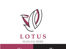 Floral Lotus line art beauty simple and modern logo template vector element