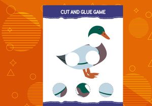 10 Pages Cut and glue game for kids with birds. Cutting practice for preschoolers. Education worksheet.