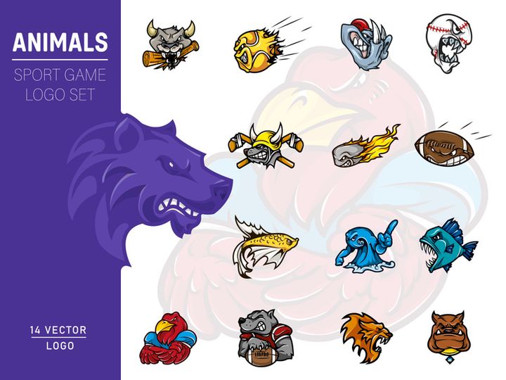 Aggressive Mascot Animal Logo Sport For Gaming Set