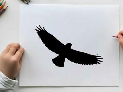 Silhouette of a bird in flight with outstretched wings