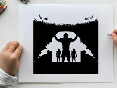 Football player silhouette standing strong in stadium tunnel