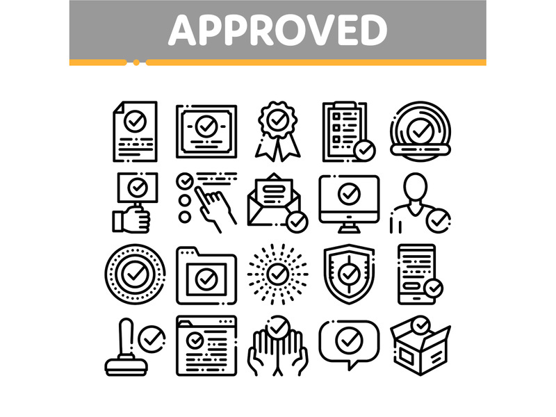 Approved Collection Elements Vector Icons Set
