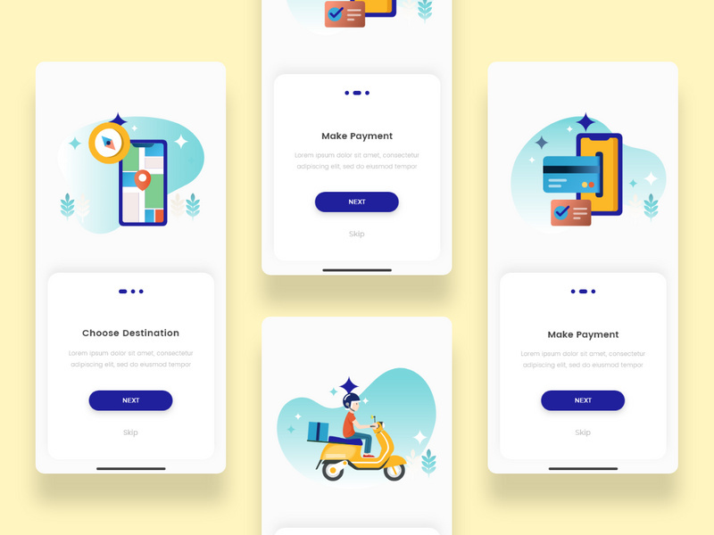 Onboard screens for Delivery app