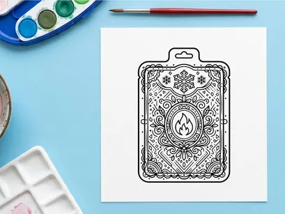 Christmas snowflake and fire flame decorative card design for holiday gift tag or ornament
