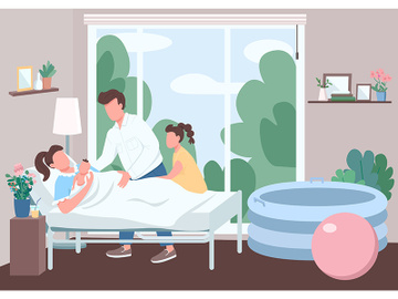 Family support for childbirth flat color vector illustration preview picture