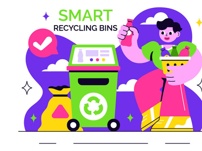 10 Smart Recycling Bins Illustration