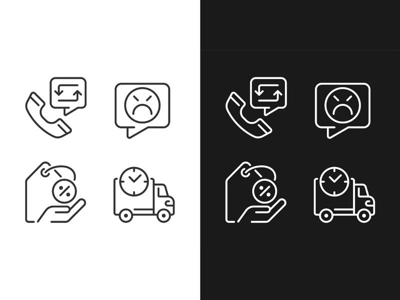 Customer help pixel perfect linear icons set