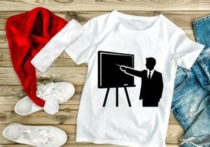Businessman presenting on easel board