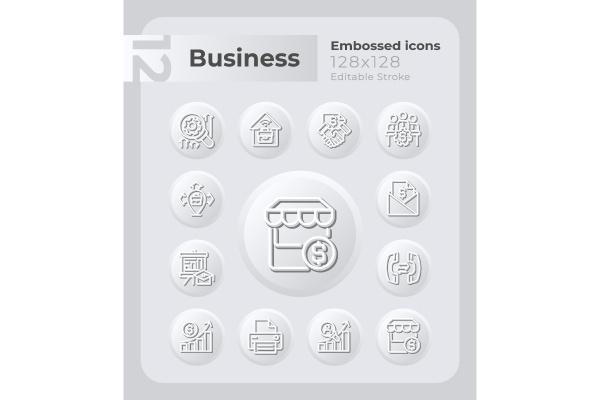 Small business management embossed icons set by bsd studio ~ EpicPxls