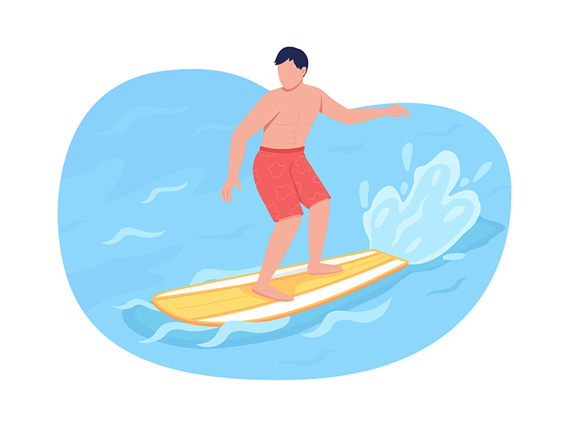 Surfing 2D vector web banner, poster