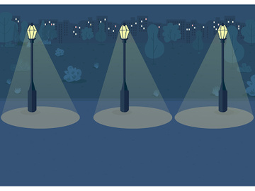 Night park flat color vector illustration preview picture