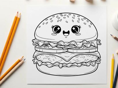 Cute burger character smiling vector illustration flat design