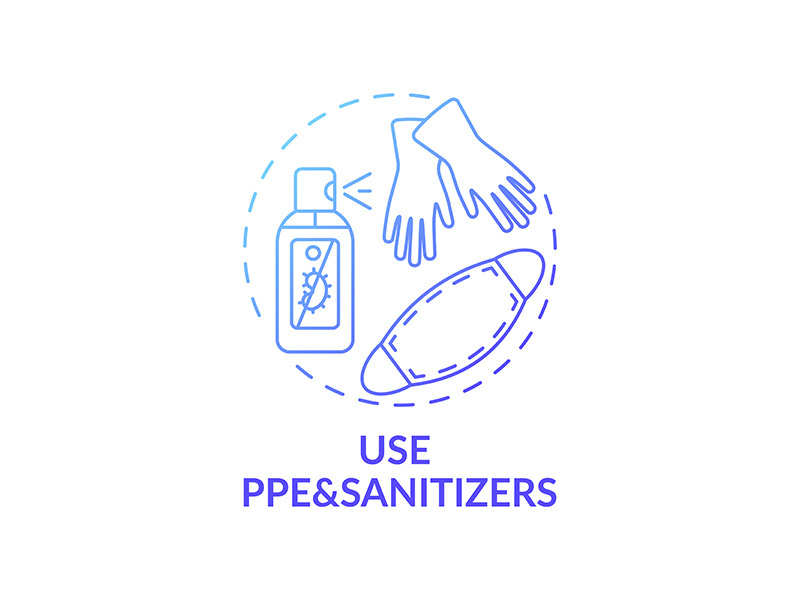 Using PPE and sanitizers concept icon