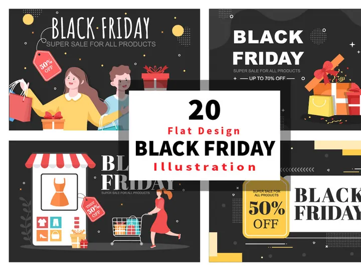 20 Black Friday Give Big Discount Sale Vector