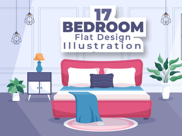 17 Bedroom Interior Cartoon Illustration preview picture