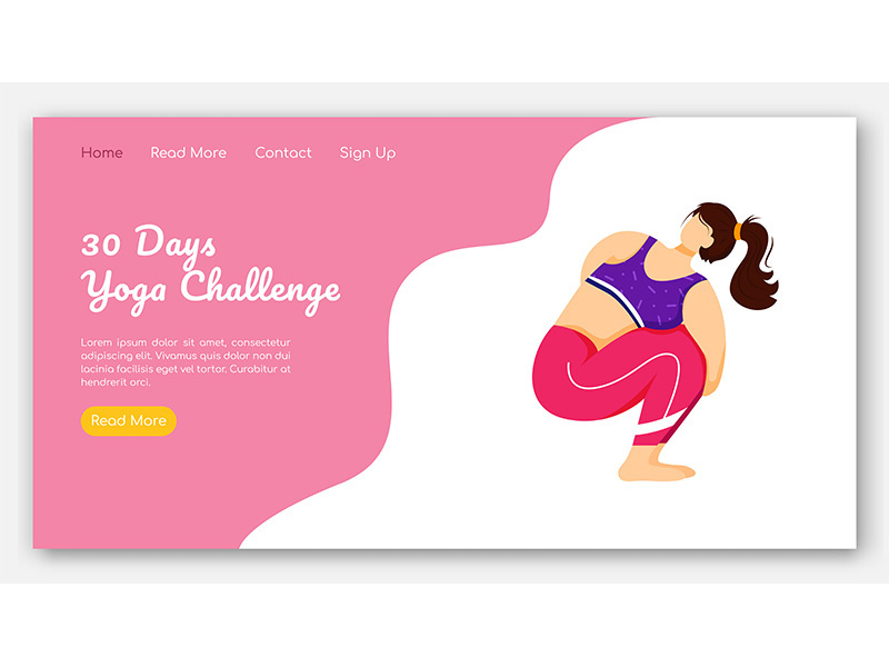 30 days yoga challenge landing page vector template