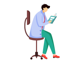 Scientist reading book, journal flat vector illustration preview picture