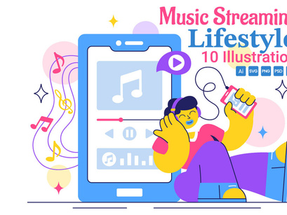 10 Music Streaming Lifestyle Illustration