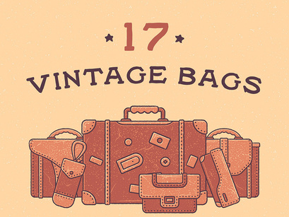 17 Vintage Bags Icon Illustrations