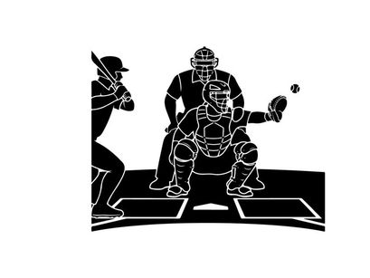 Baseball silhouette of catcher throwing out a runner