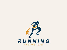 Running sport athlete logo design concept illustration template