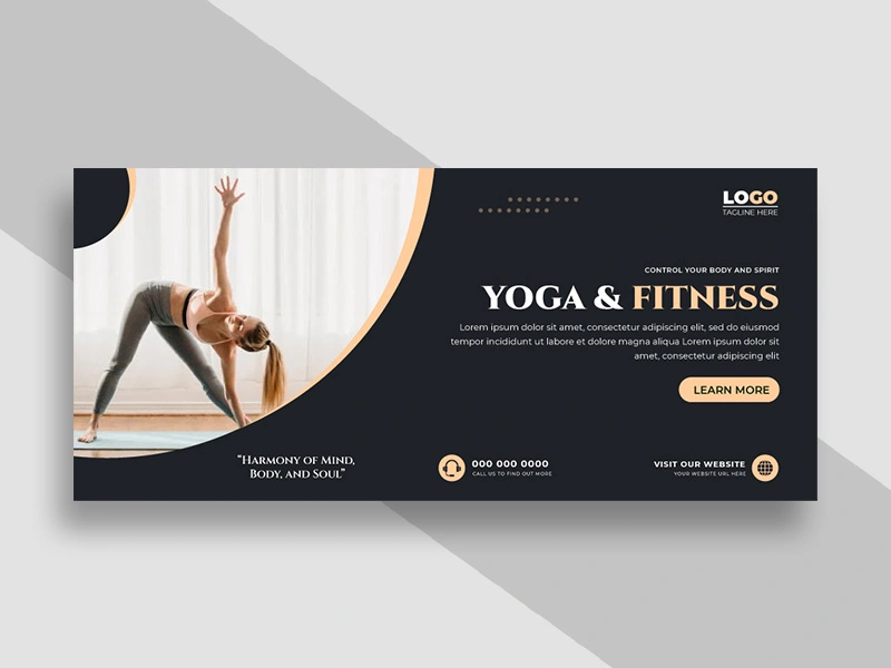 Yoga Fitness Facebook Cover Banner Ver-4