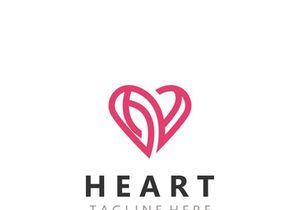 Heart love logo design template, luxury ribbon Valentines day and love stripe logotype