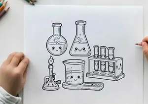 Cute lab equipment vector illustration flat design science