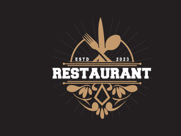 Retro Vintage Style Ornament Design, Logo Retro Restaurant Typography Emblem preview picture