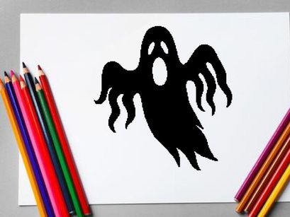 Ilustrasi Hantu Halloween Hitam untuk Dekorasi Seram