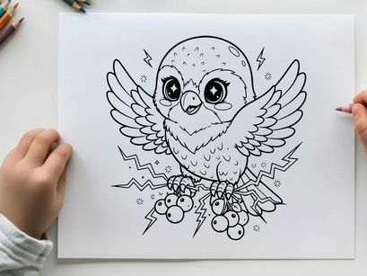 Cute owl with lightning bolts vector illustration flat design