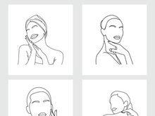 Beauty Woman Line Art, Wall Decoration