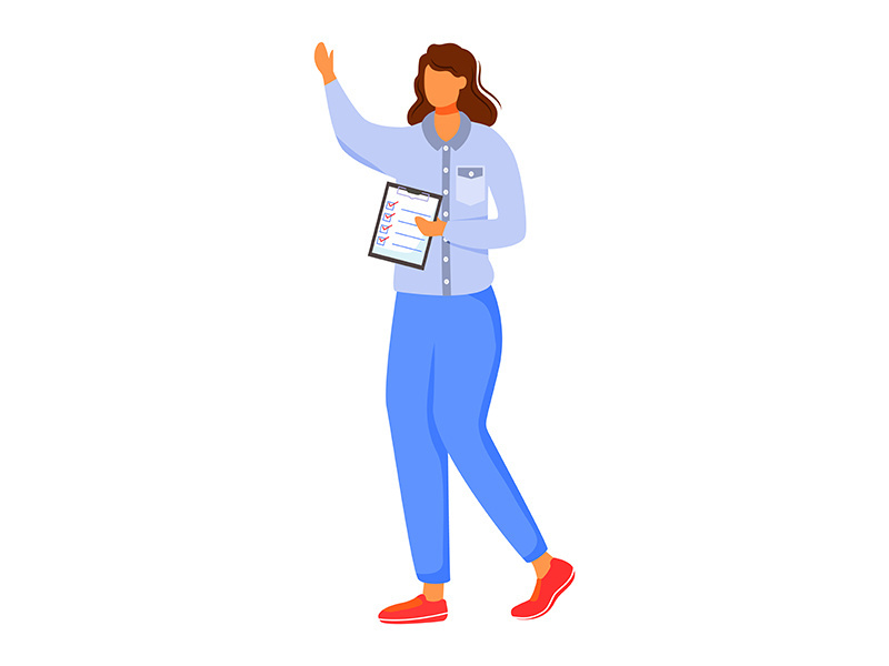 Post office female worker flat color vector illustration