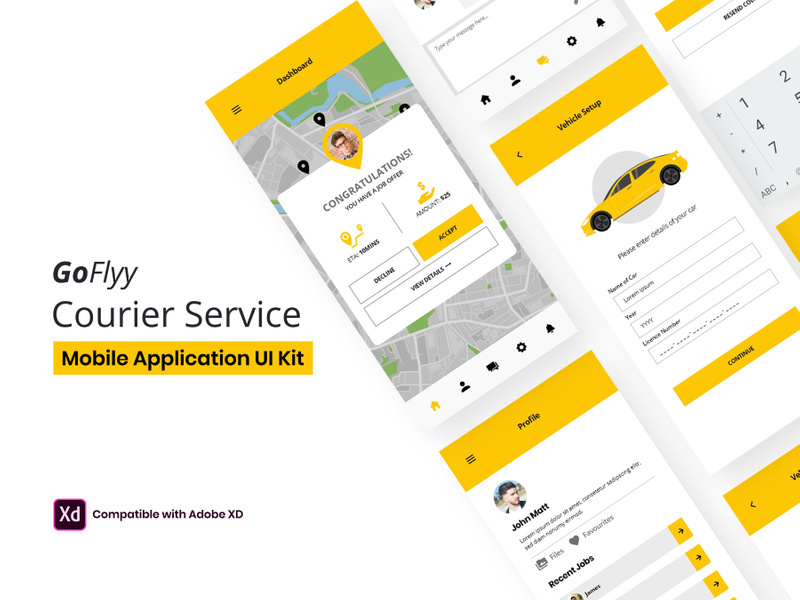 GoFlyy - Courier Service Mobile Application Design - UI Kit