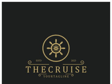 The cruise logo,ship steering logo, boat, yacht, rope, maritime, anchor. Logo for business, sailor, sailing, tourism preview picture