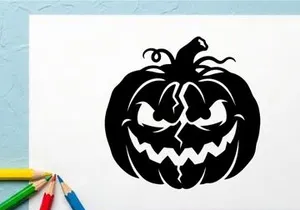 Halloween Jack-o'-Lantern Pumpkin with Spooky Face for Fall Decor