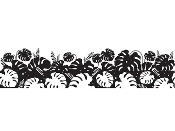 Monstera leaves black silhouette seamless border preview picture