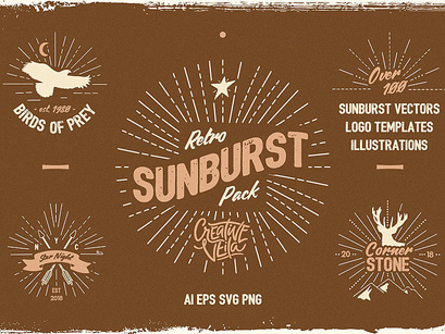 Vintage Glory: Sunburst Vector Set