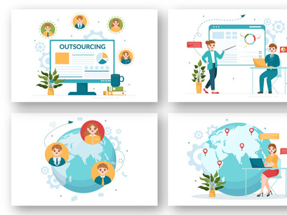 12 Outsourcing Business Illustration