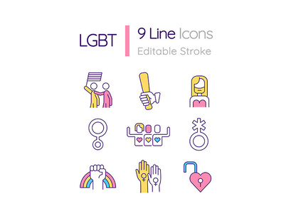 LGBT RGB color icons set