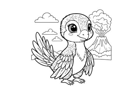 Cute baby bird hatching with dandelion vector illustration