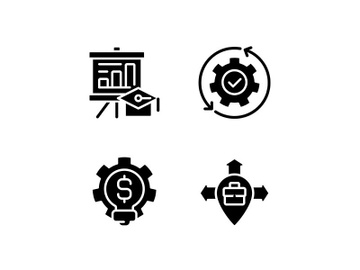 Improvement business process black glyph icons set on white space preview picture
