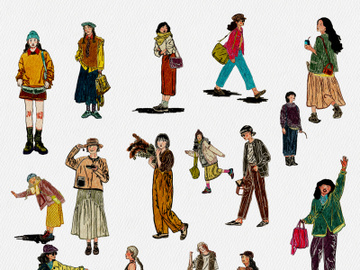 Illustration hand drawing images fashion girl preview picture