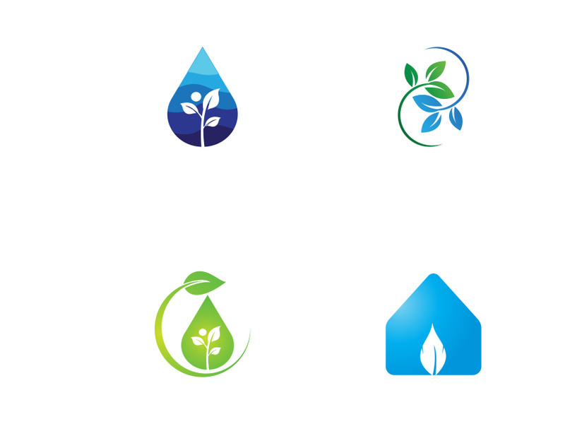 Green leaf logo. Vector design of gardens, plants and nature.