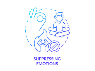 Suppressing emotions blue gradient concept icon preview picture