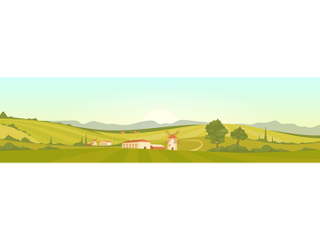 Morning in Tuscany flat color vector illustration preview picture