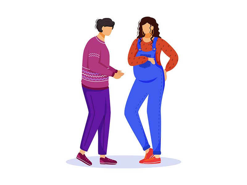 Man and pregnant woman flat vector illustration