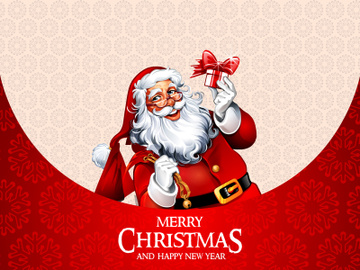 ChristmasVector Illustration of Santa Claus carrying sack full of gifts preview picture